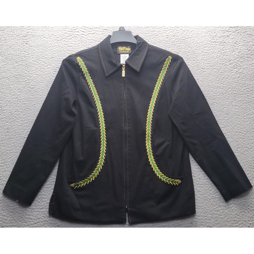 Bob Mackie Jacket Womens Small Black Metallic Embroidery Long Sleeve Full Zip